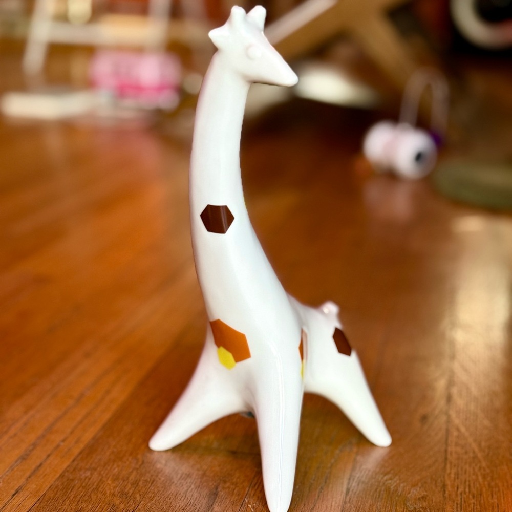 Jonathan Adler Menagerie Giraffe-White Ceramic Giraffe Figurine with Brown Spots